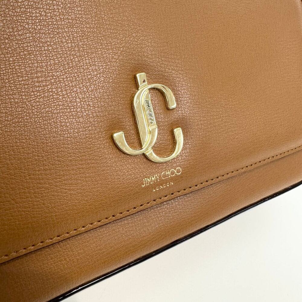 Jimmy Choo Brown Leather Crossbody Shoulder Bag Adjustable Gold Chain Crossbody - Picture 6 of 8